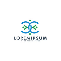 Human logo, mutual aid icon, people together abstract logotype