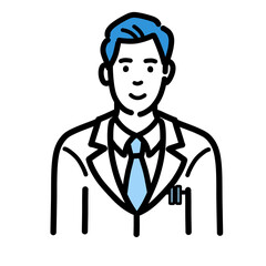 笑顔の白衣を着た若い男性医師
