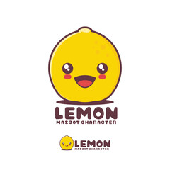 vector lemon cartoon mascot, with a happy expression, suitable for, logos, prints, stickers, etc