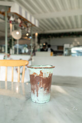 ice chocolate mint milkshake glass