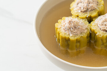 Stuffed bitter gourd with seasoned minced pork soup