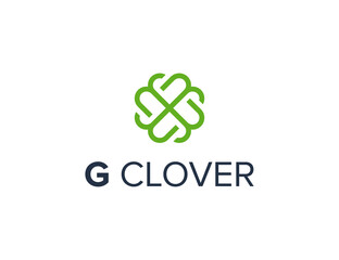 initials letter g and clover simple sleek creative geometric modern logo design
