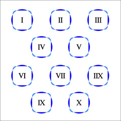 Colorful info-graphic roman numbers can be use to create presentation. Bullet points roman numbers one to ten. Oval shape vector numbers.