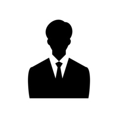 Upper body silhouette of a young slender man in a suit.