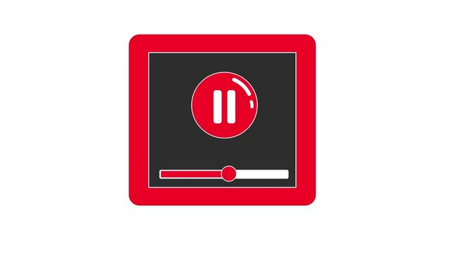 Video player animated icon design isolated on white background. Video starting icon digital element. Social media animations. Youtube Video Player animated icon. Isolated on black background.