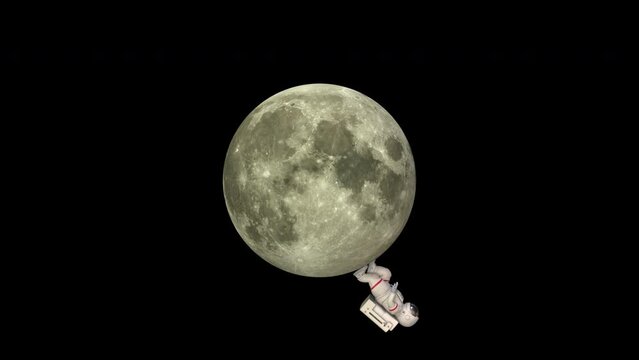 Astronaut moonwalk - 3d render looped with alpha channel.