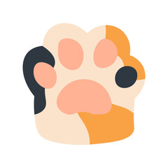 Cute spotty paw cat. Adorable kitty foot. Vector isolated illustration.