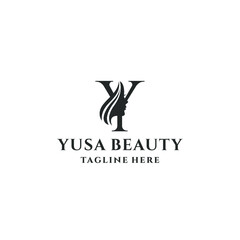 Fototapeta premium letter Y and beauty woman logo concept vector stock illustration
