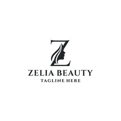 letter z and beauty woman logo concept vector stock illustration