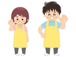 介護士の男女　ヘルパー　介護福祉