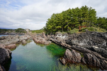 a gazebo at seaside cliff