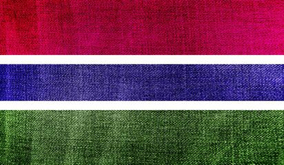 Gambia flag on knitted fabric. 3D-image