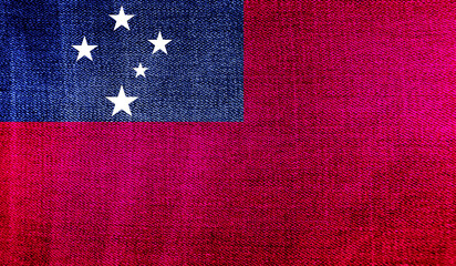Samoa flag on knitted fabric. 3D-image