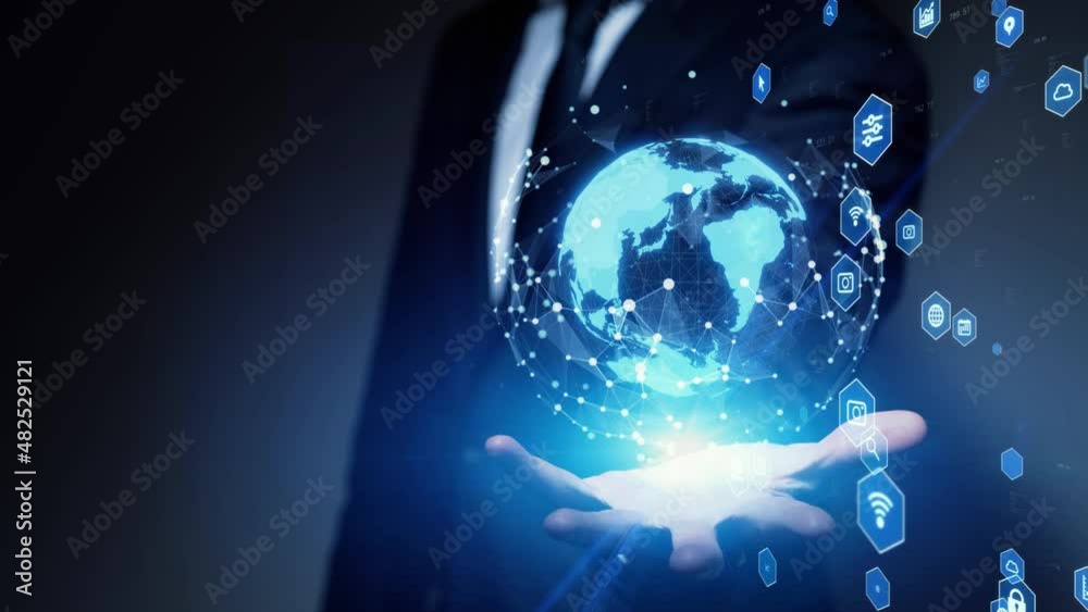 Poster global communication network concept. digital transformation.