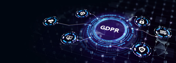 GDPR Personal data protection regulation cyber security. Business, Technology, Internet and network concept. 3d illustration