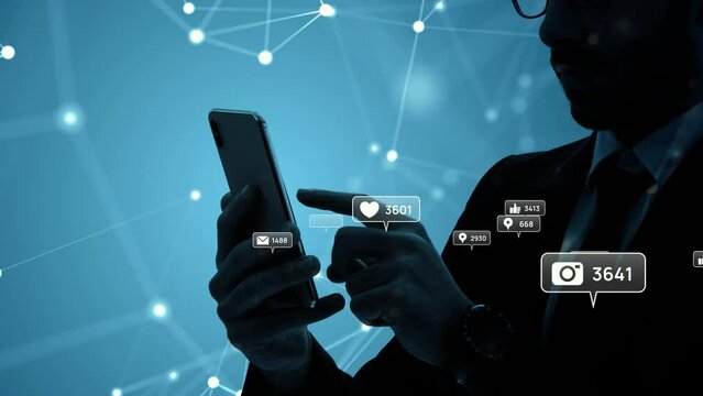 Mobile communication network concept. Social networking service. Cyber security.