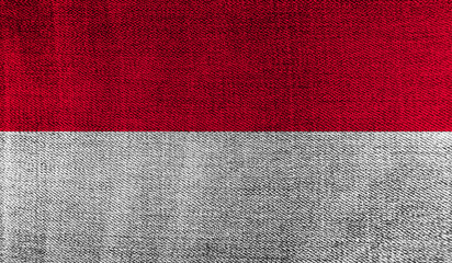 Monaco flag on knitted fabric. 3D-image