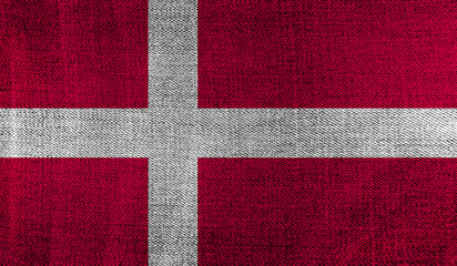 Denmark flag on knitted fabric. 3D-image