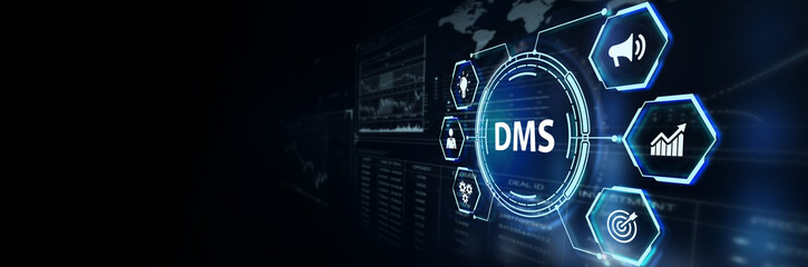 Document management DMS System Digital rights management. Business, Technology, Internet and network concept.3d illustration