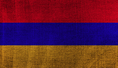 Armenia flag on knitted fabric. 3D-image