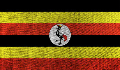 Uganda flag on knitted fabric. 3D-image