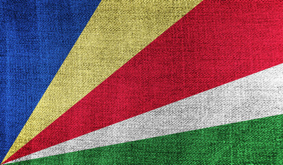 Seychelles flag on knitted fabric. 3D-image
