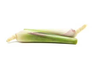 Fresh organic lemongrass isolated on a white background.