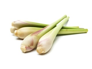Fresh organic lemongrass isolated on a white background.