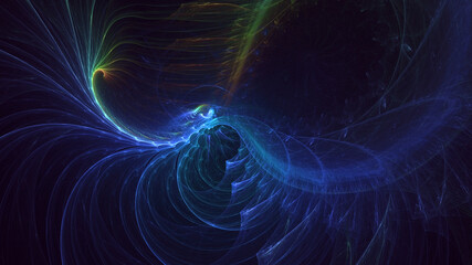 3D rendering abstract multicolor fractal light background