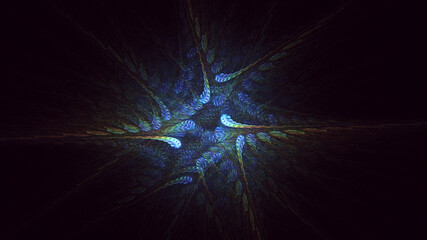 3D rendering abstract multicolor fractal light background