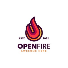 Vector Logo Illustration Open Fire Simple Mascot Style.