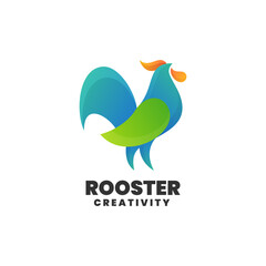 Vector Logo Illustration Rooster Gradient Colorful Style.