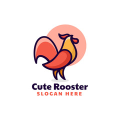 Vector Logo Illustration Rooster Simple Mascot Style.