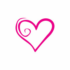 swirl love heart color line logo design