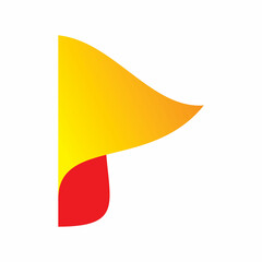 full color triangle flag logo design