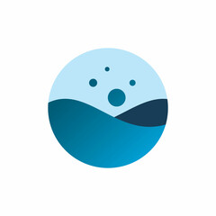 circle blue ocean wave bubble fluid logo design
