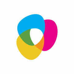 full color creative ink shape logo design