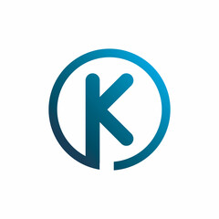circle blue color initial k letter logo design