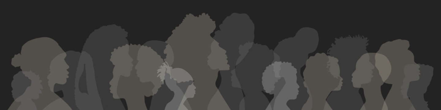 People stand side by side together. Flat vector illustration.