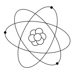 Hand-drawn image of an atom. Electrons orbiting around the nucleus.