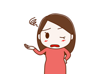 （上半身正面）呆れてがっかりしながら片目を瞑って嫌味を言ってしまう女性