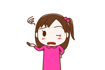 （上半身正面）呆れてがっかりしながら片目を瞑って嫌味を言ってしまう少女