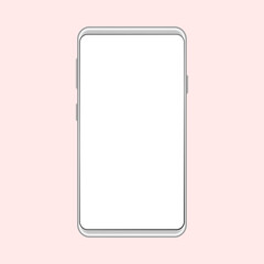 Template gray 3d smartphone with white screen for embedded picture, the phone is isolated on a pink background. 3d vector illustration