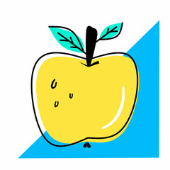 Yellow apple fruit flat icon