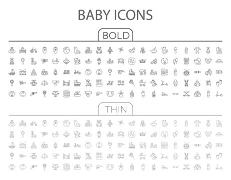 Baby flat thin line related icon set for web and mobile applications. It can be used as logo, pictogram, icon, infographic element