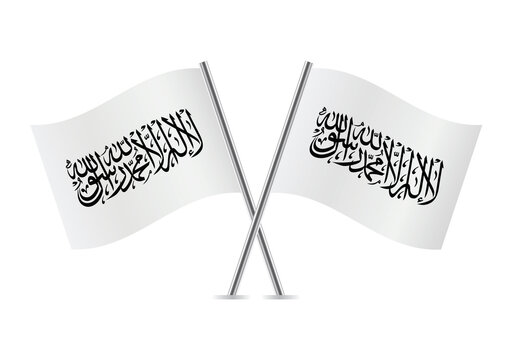 Afghanistan flags. Afghanistan in the power of the Taliban. Islamic Emirate of Afghanistan flags isolated on white background. Vector illustration. 