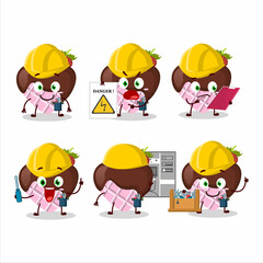 Professional Lineman strawberry chocolate love cartoon character with tools