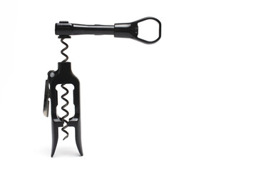 high quality black plastic corkscrew white background