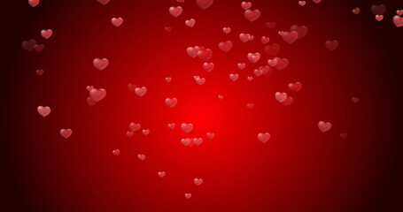 Valentine's Day Background with a love heart. Red flying hearts are isolated in the background. 