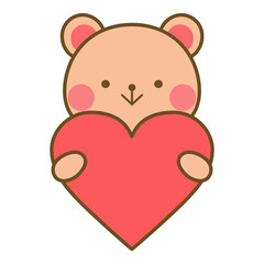 ハートを持つクマ 上半身